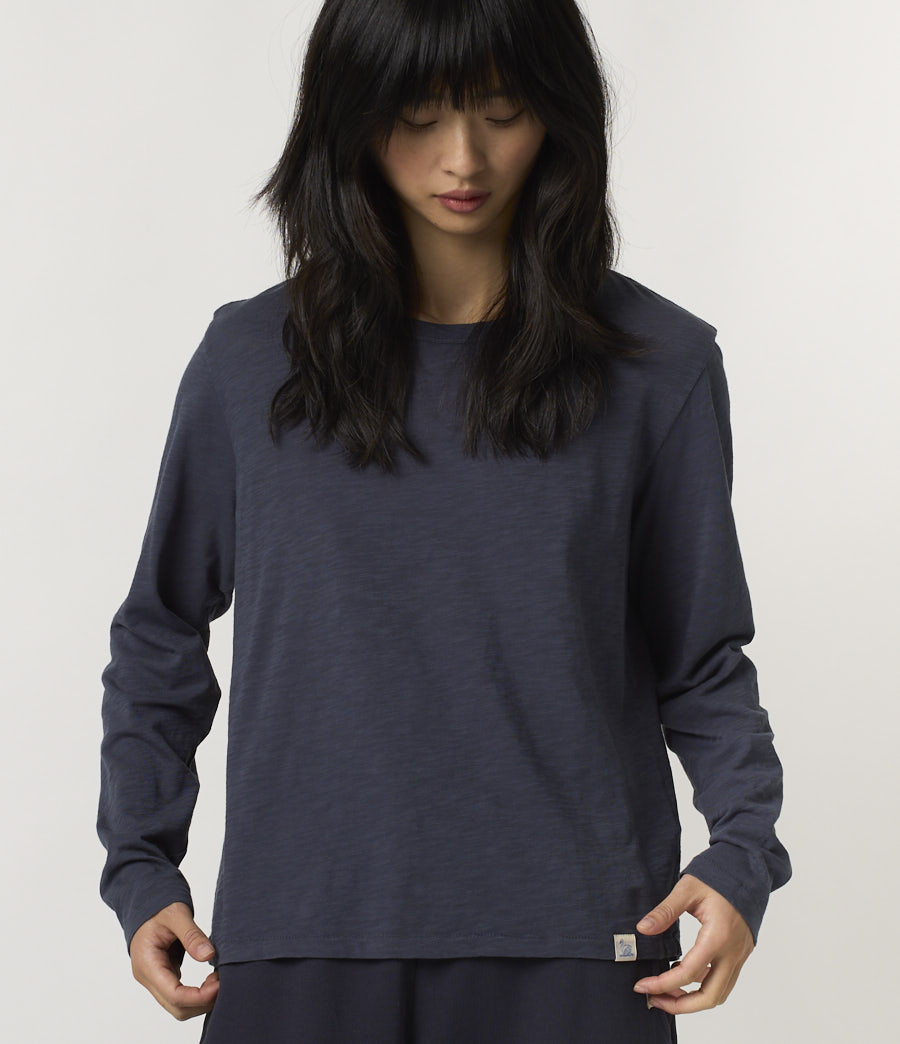 Blue Women Merz B. Schwanen WSLS21 PIMA cotton longsleeve T Shirts | MERZ1483970